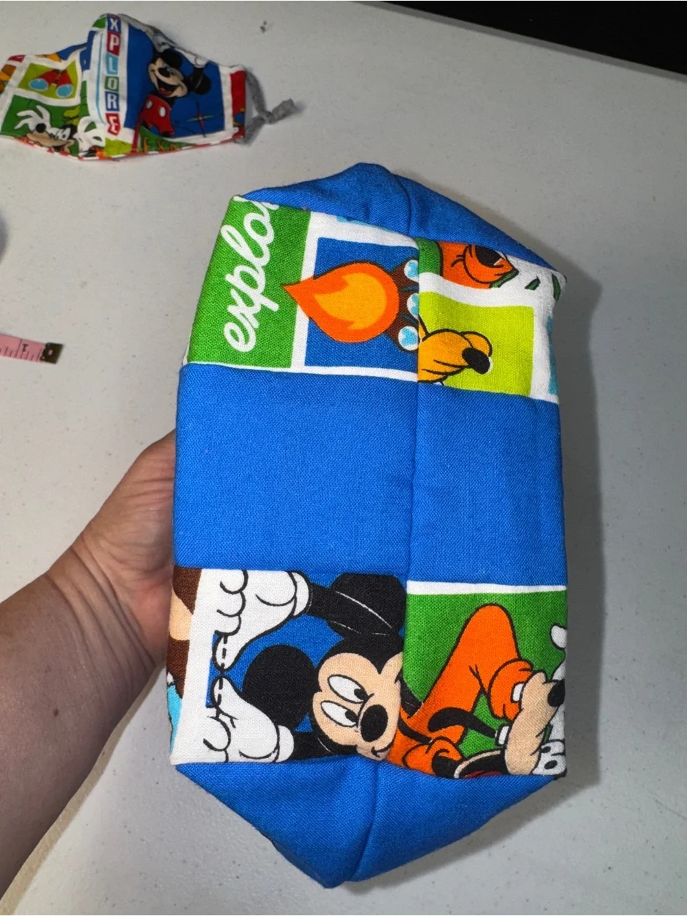 Handmade Mickey & Friends Zippie Pouch with pleated bottom 7” x 10”